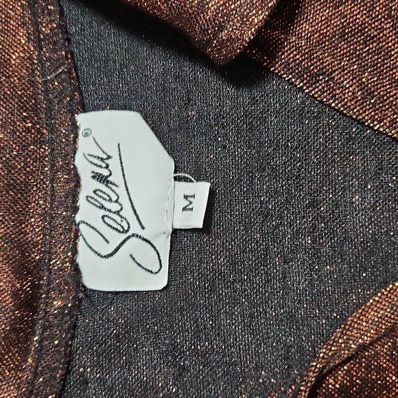 Vintage 90s Selena Shimmering Bronze Short Sleeve Top Medium - Picture 3 of 9